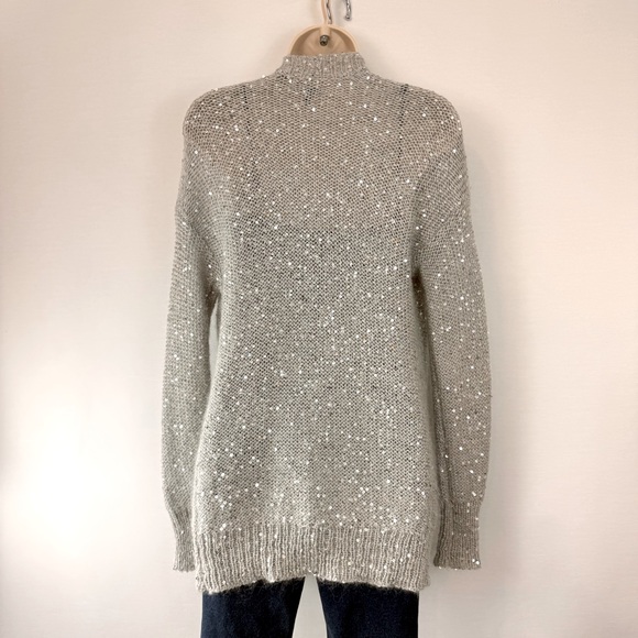 Express Gray Sequined Long Sweater - Picture 15 of 16